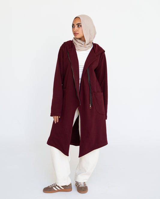 Burgundy Sided Zipper Hoodie