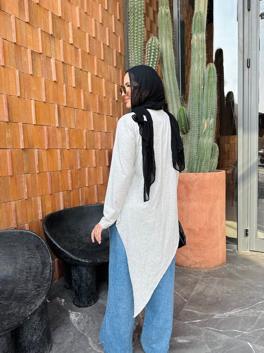 Grid Asymmetrical Cotton Top