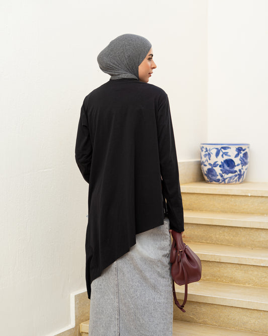 Black Cut-Out Cotton Top