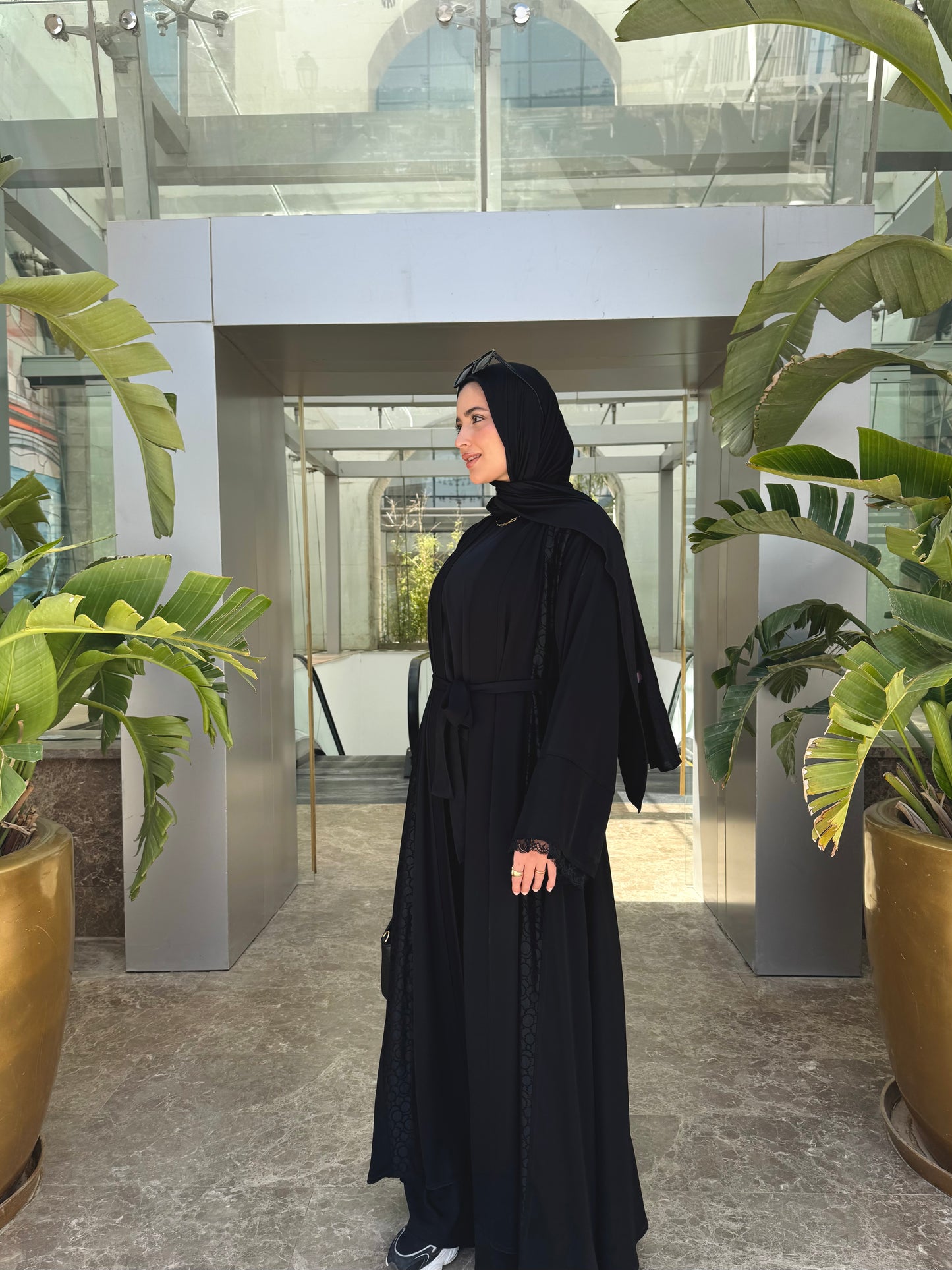 Vertical striped Abaya