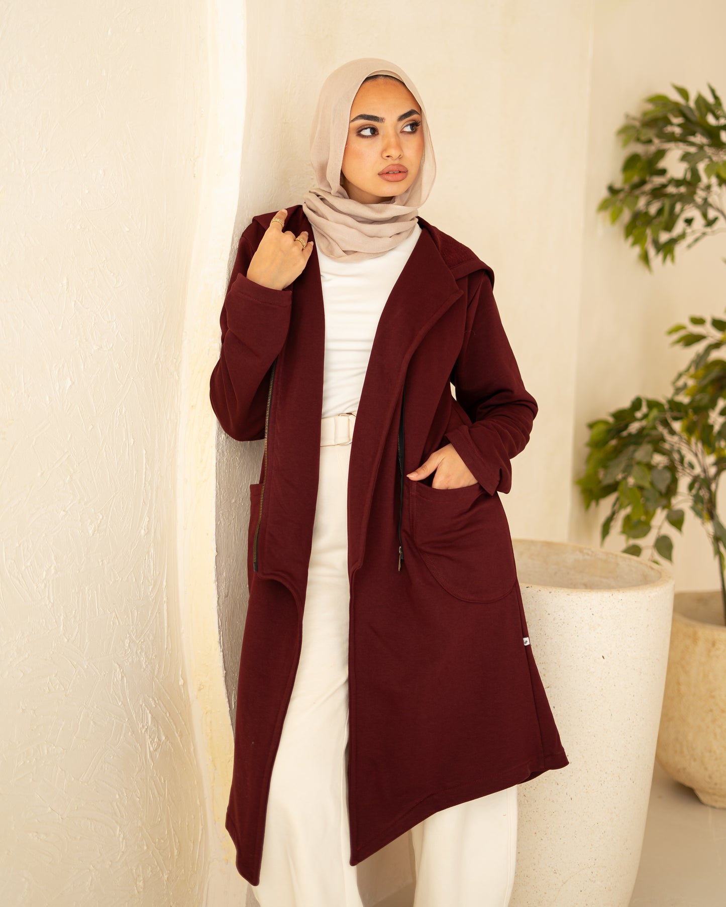 Burgundy Sided Zipper Hoodie