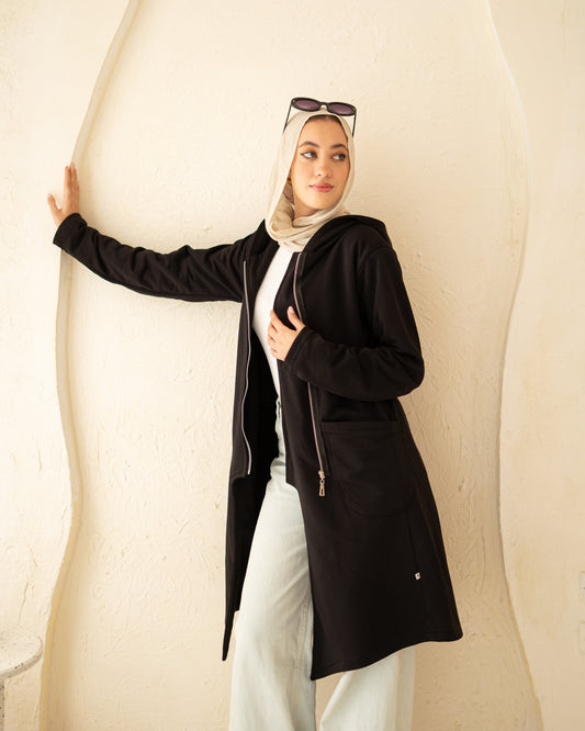 Black Sided Zipper Hoodie