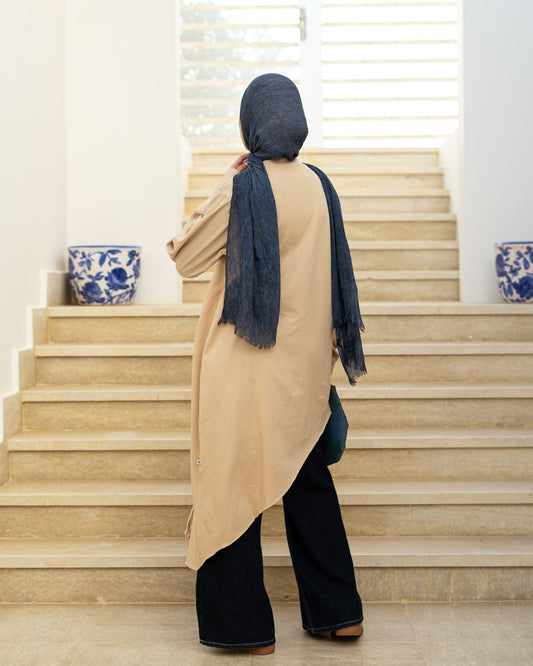 Beige Cut-Out Cotton Top