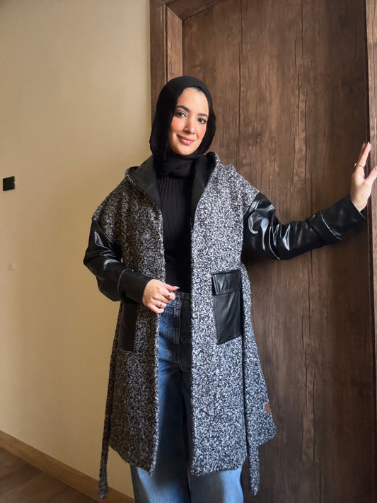 Boucle Leather Coat