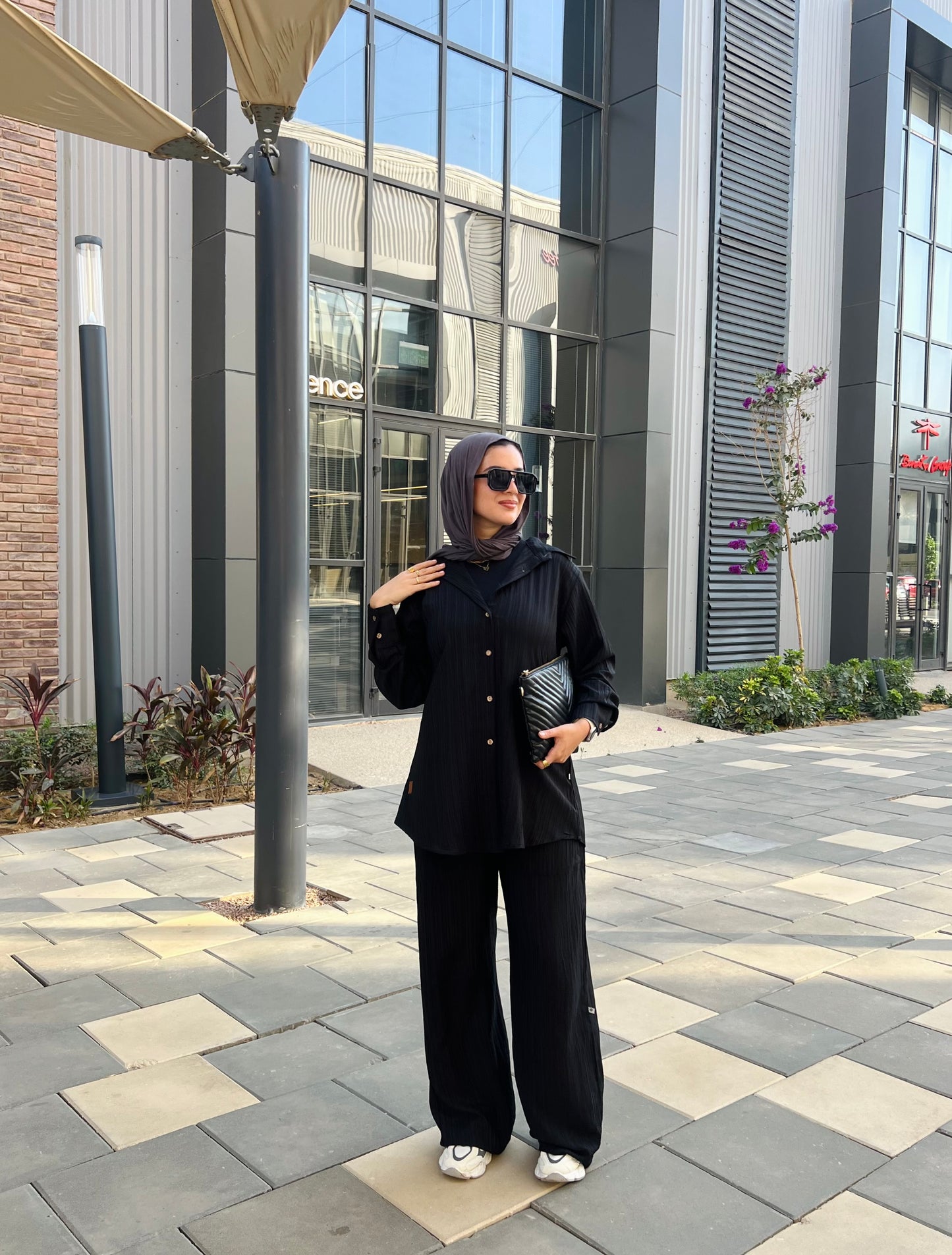 Textured Shirt Set in Black