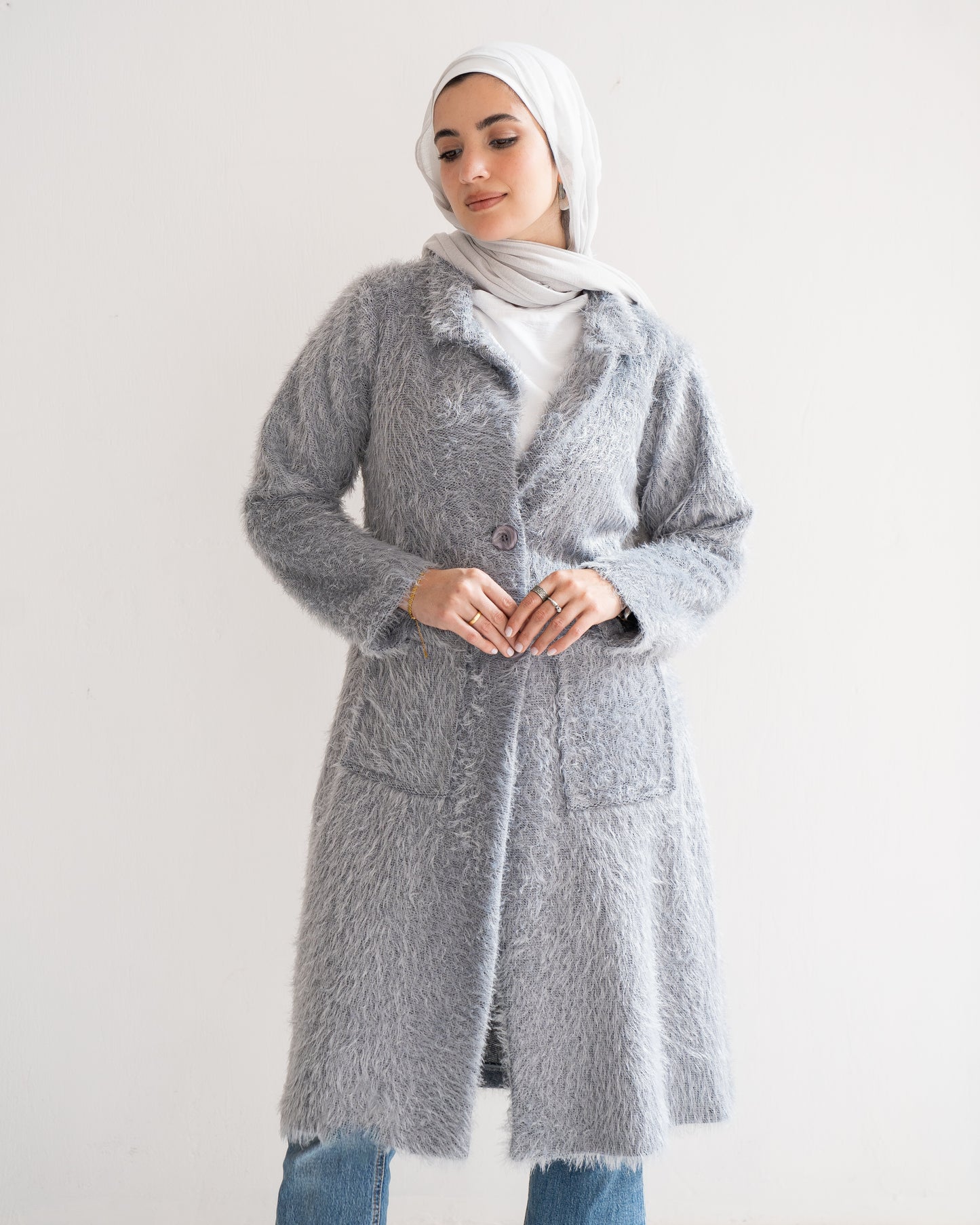 Fluffy Coat in Grey