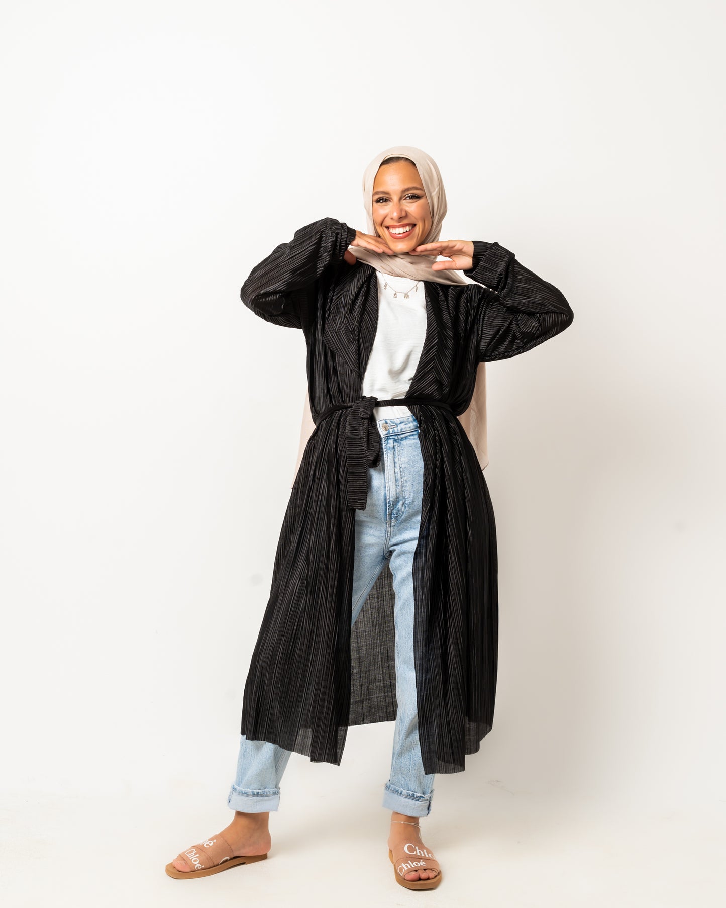 Pleated Cardigan in Black