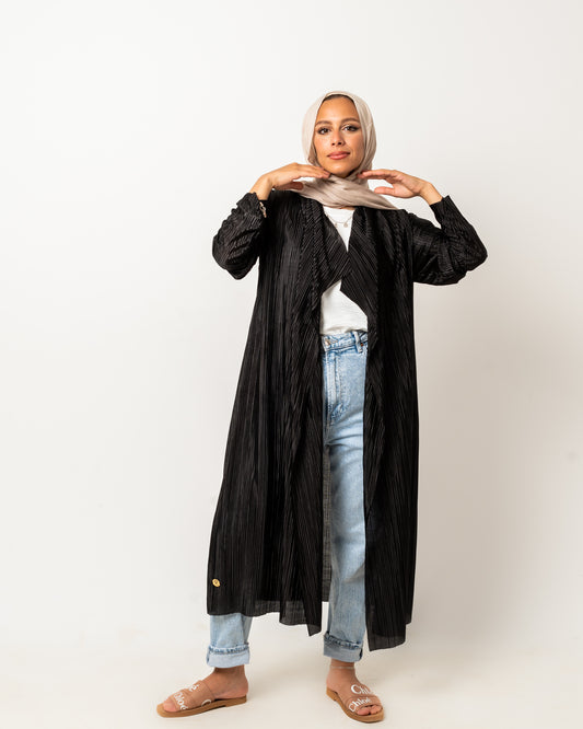 Pleated Cardigan in Black