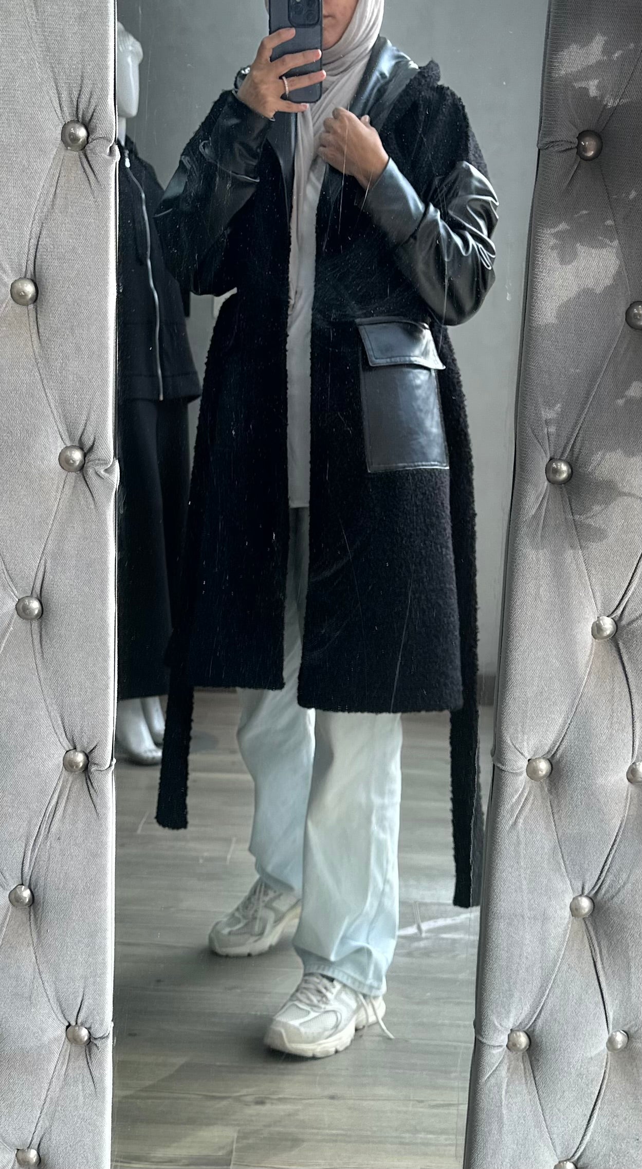 Boucle Leather Coat