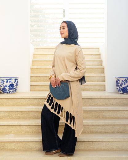 Beige Cut-Out Cotton Top