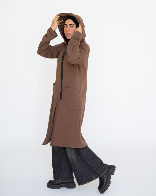 Mocha Sided Zipper Hoodie