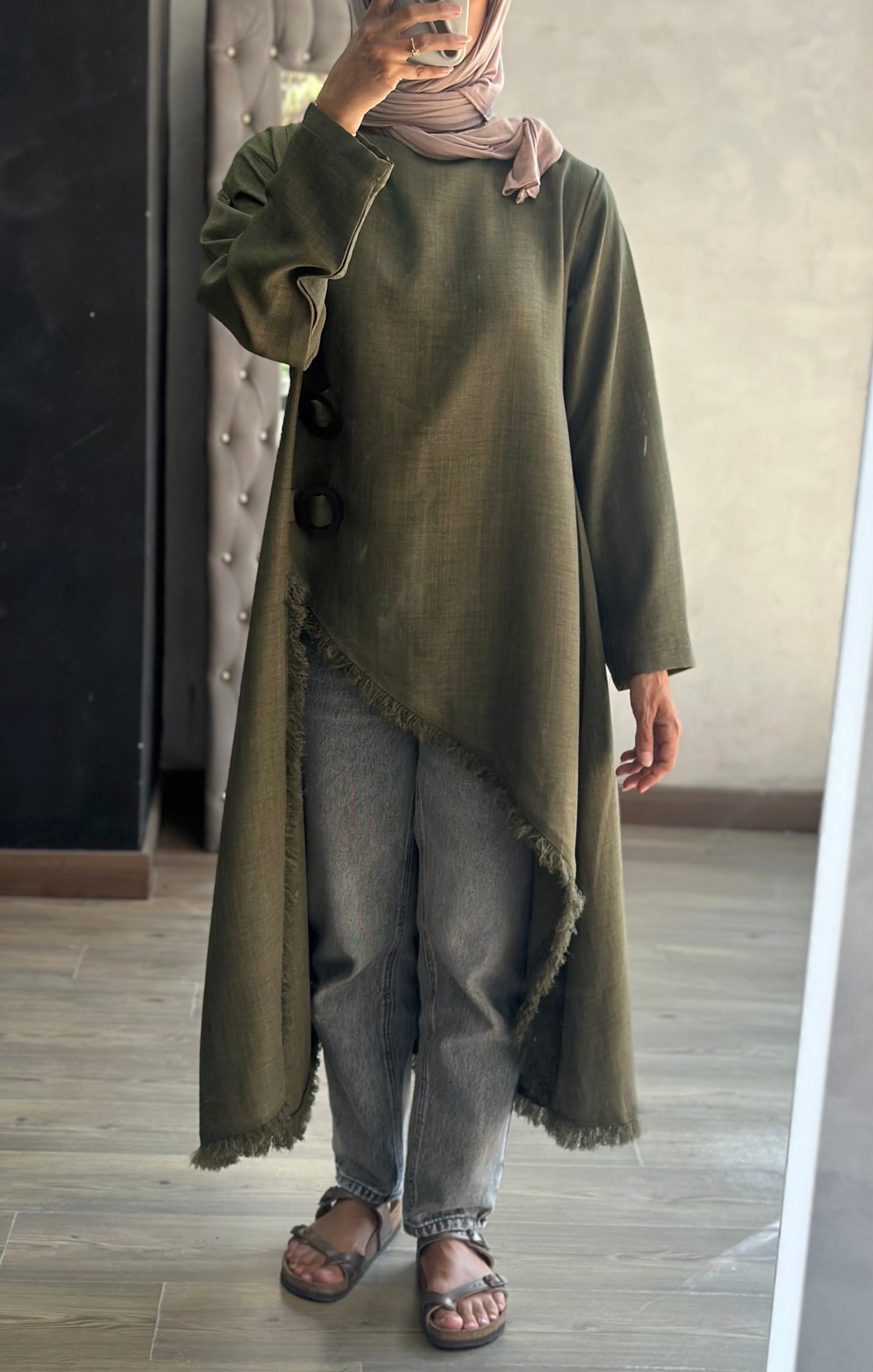 Edged Top in Olive