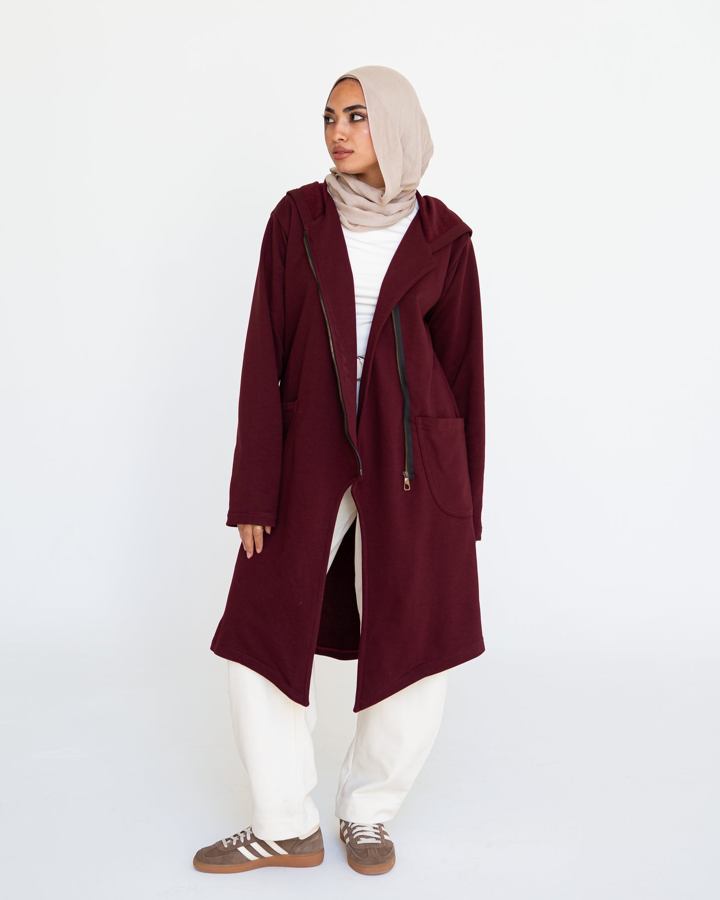 Burgundy Sided Zipper Hoodie