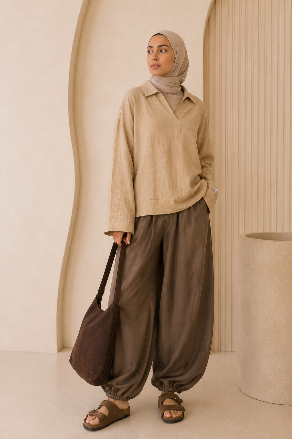 Deconstructed Blouse in Cafe