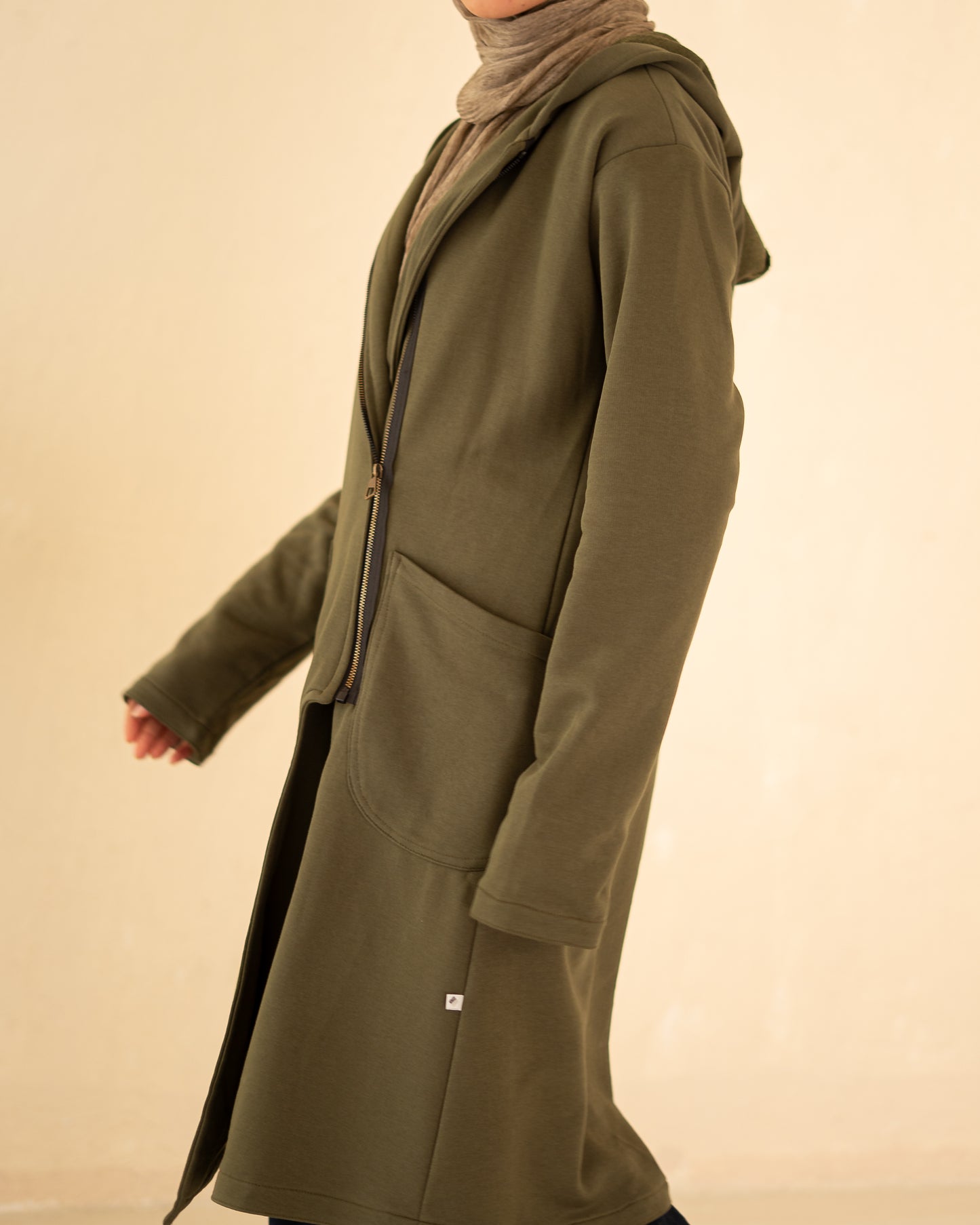 Olive Sided Zipper Hoodie