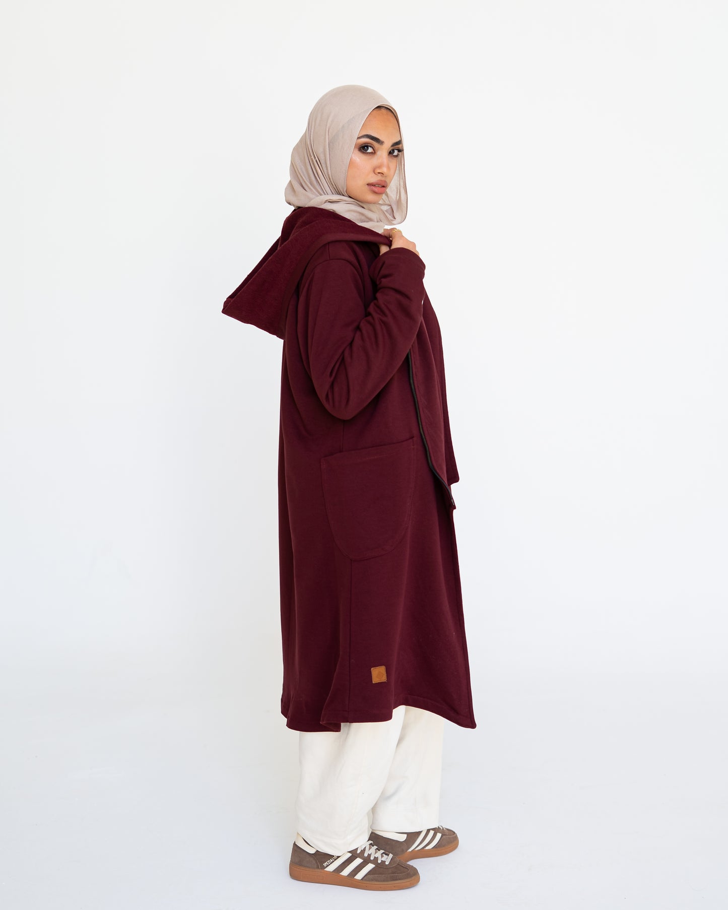 Burgundy Sided Zipper Hoodie