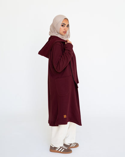 Burgundy Sided Zipper Hoodie