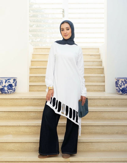 White Cut-out Cotton Top