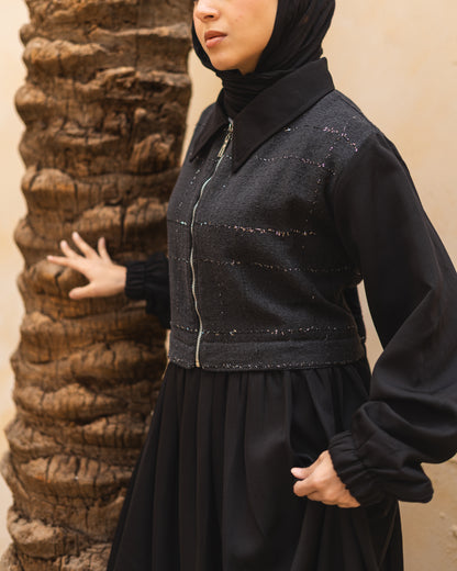 Tweed Zipper Abaya