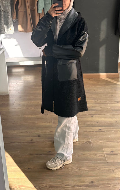 Boucle Leather Coat