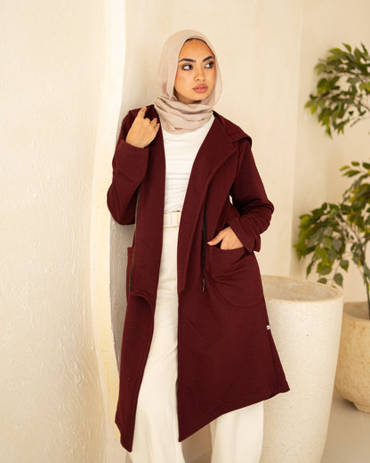 Burgundy Sided Zipper Hoodie