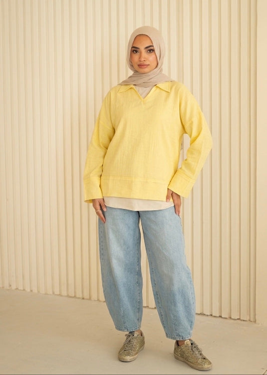 Deconstructed Blouse in Lemon