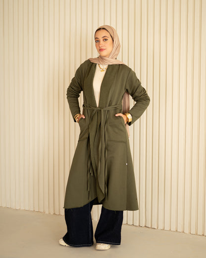 Olive Fringe Flow Cardigan