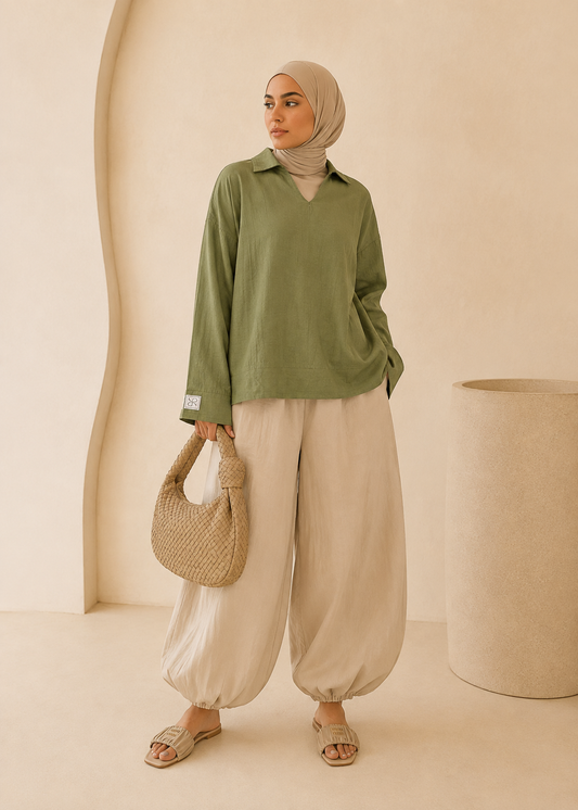 Deconstructed Blouse in Matcha