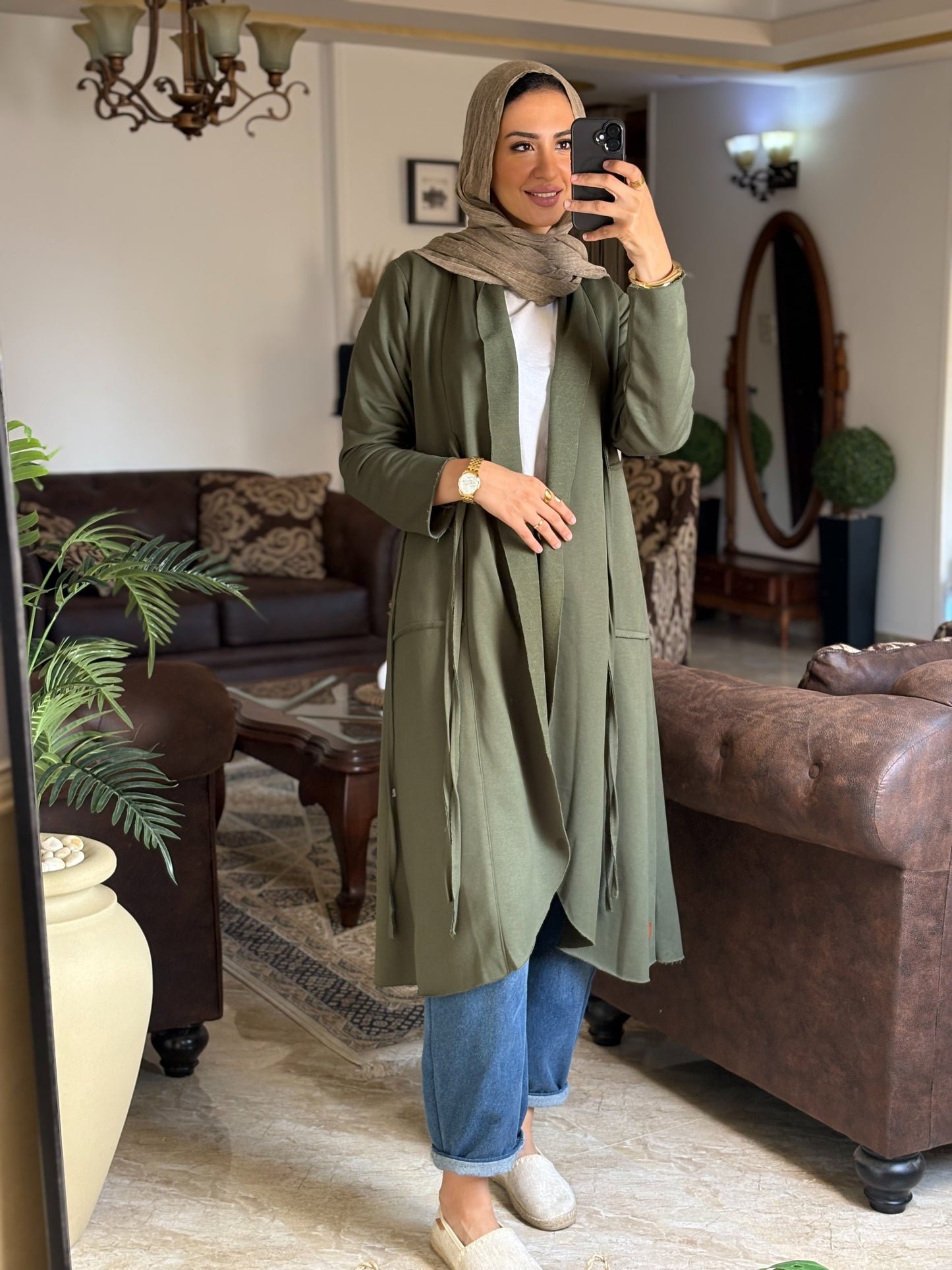 Olive Fringe Flow Cardigan