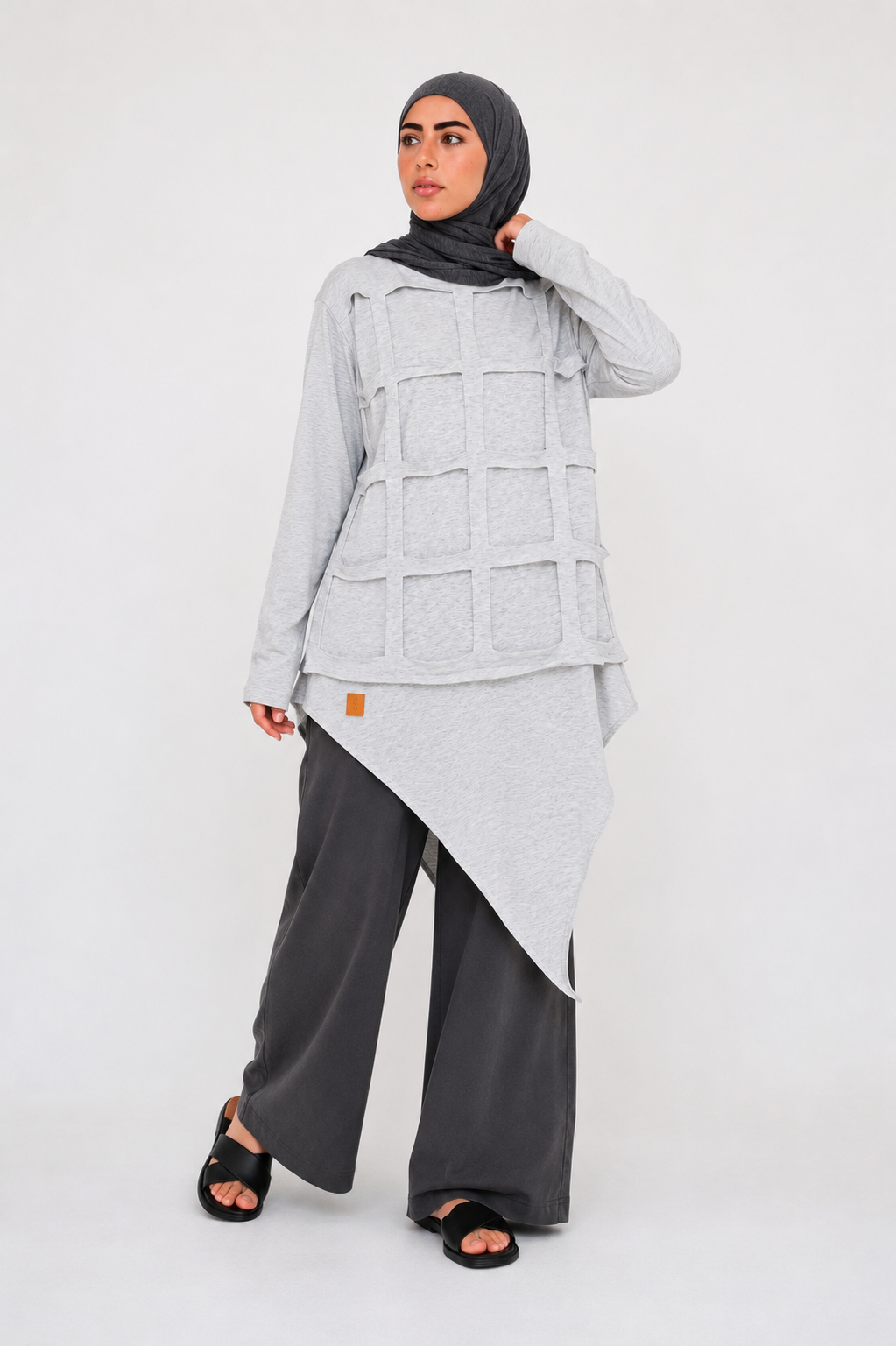 Grid Cotton top in Grey