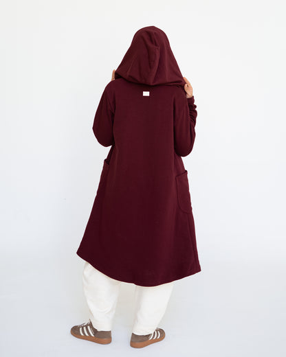 Burgundy Sided Zipper Hoodie