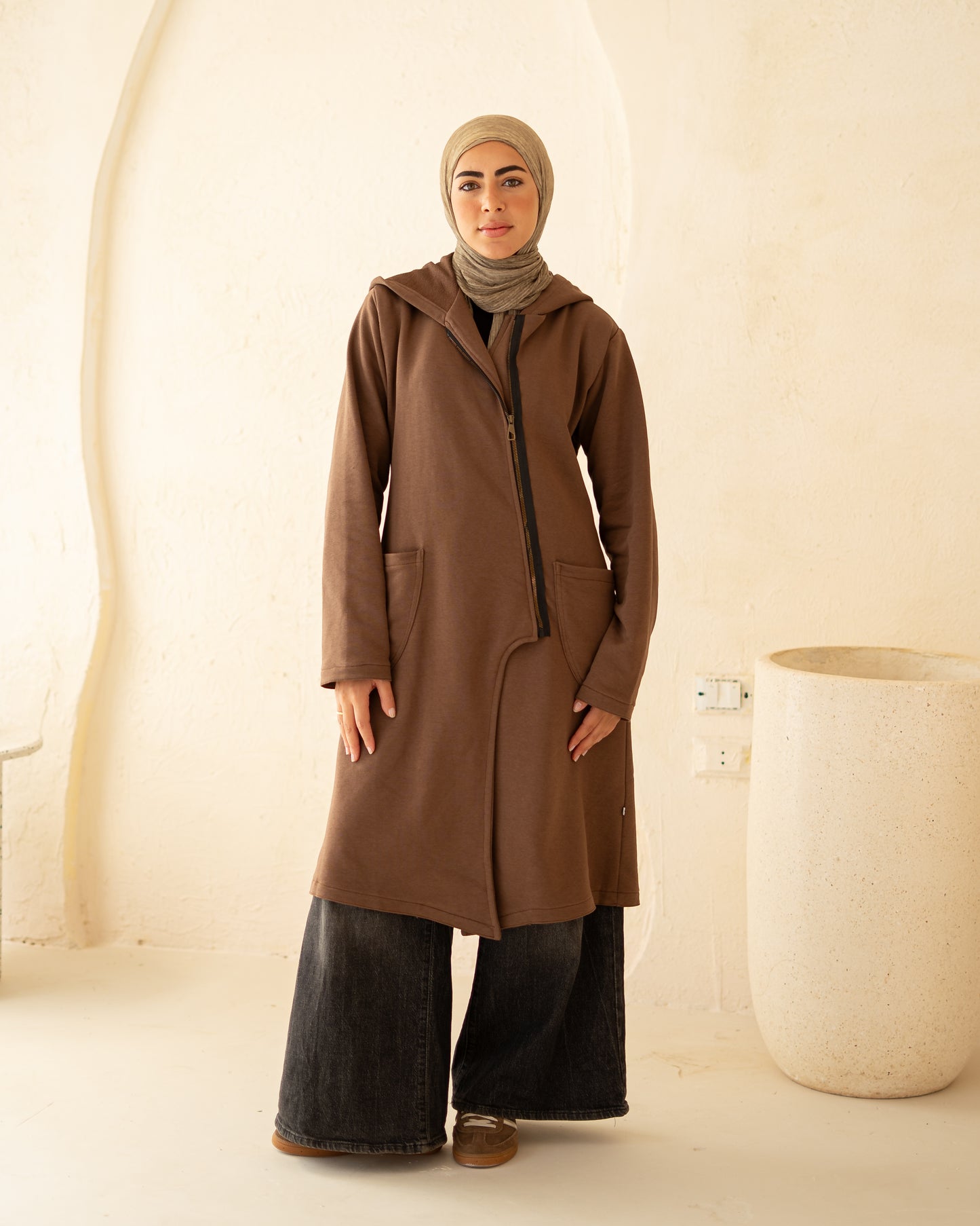 Mocha Sided Zipper Hoodie