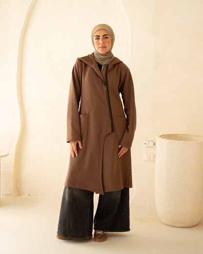 Mocha Sided Zipper Hoodie