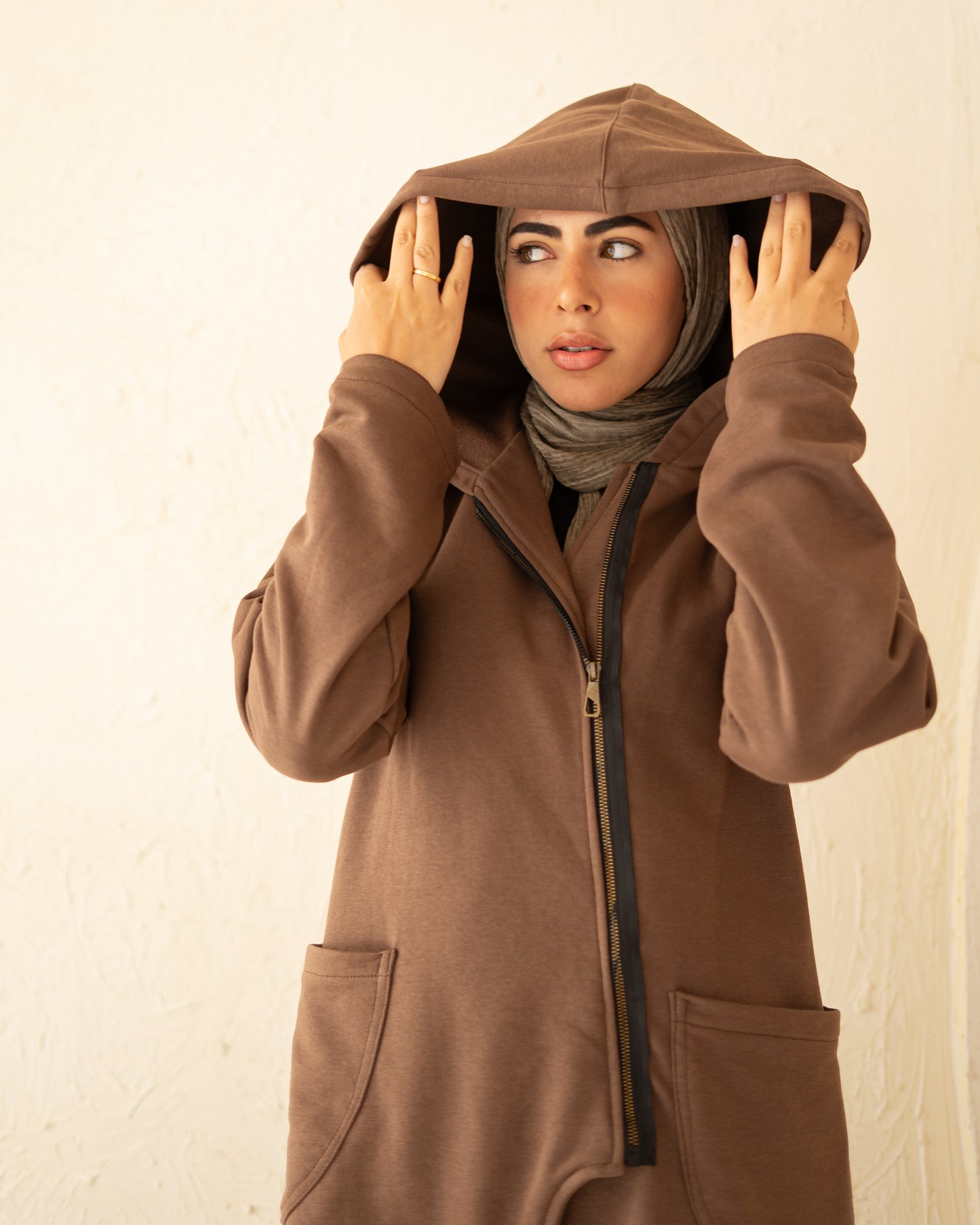 Mocha Sided Zipper Hoodie