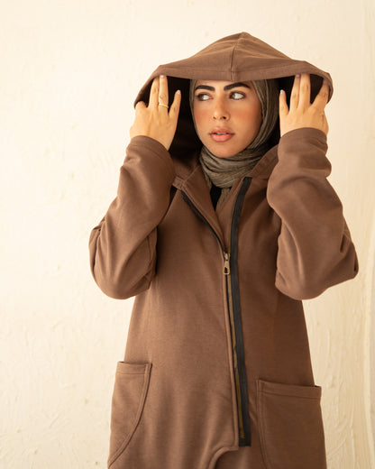 Mocha Sided Zipper Hoodie