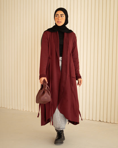 Deep Plum Fringes Flow Cardigan