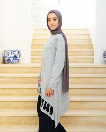 Grey Cut-Out Cotton Top