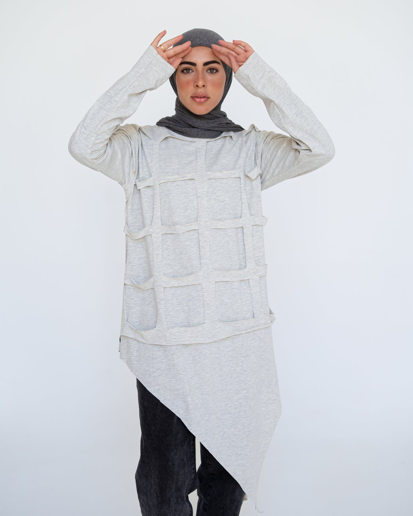 Grid Asymmetrical Cotton Top