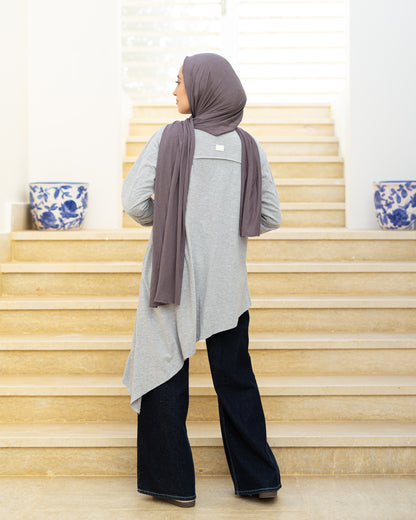 Grey Cut-Out Cotton Top