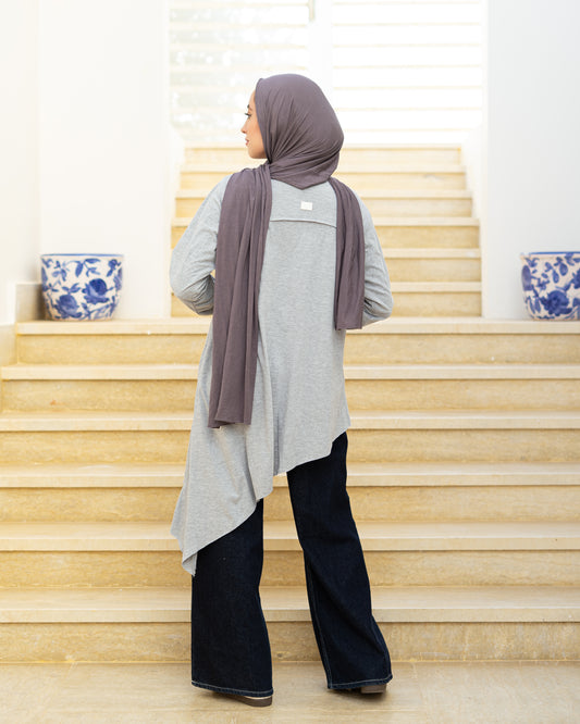 Grey Cut-Out Cotton Top