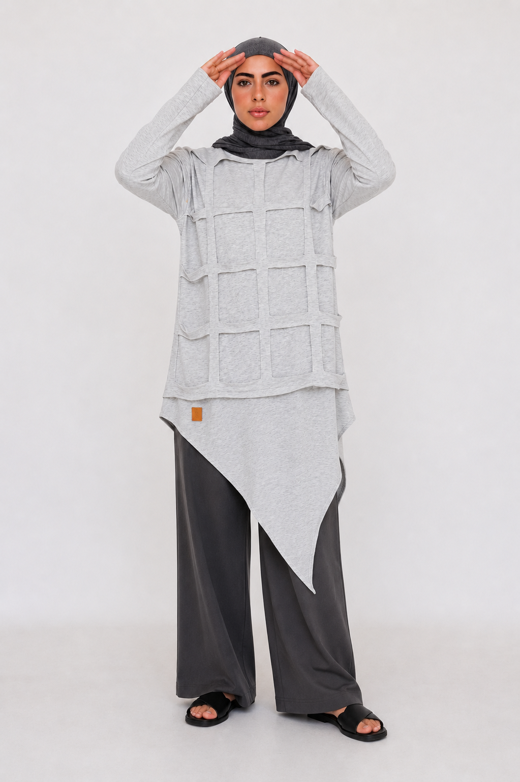 Grid Cotton top in Grey