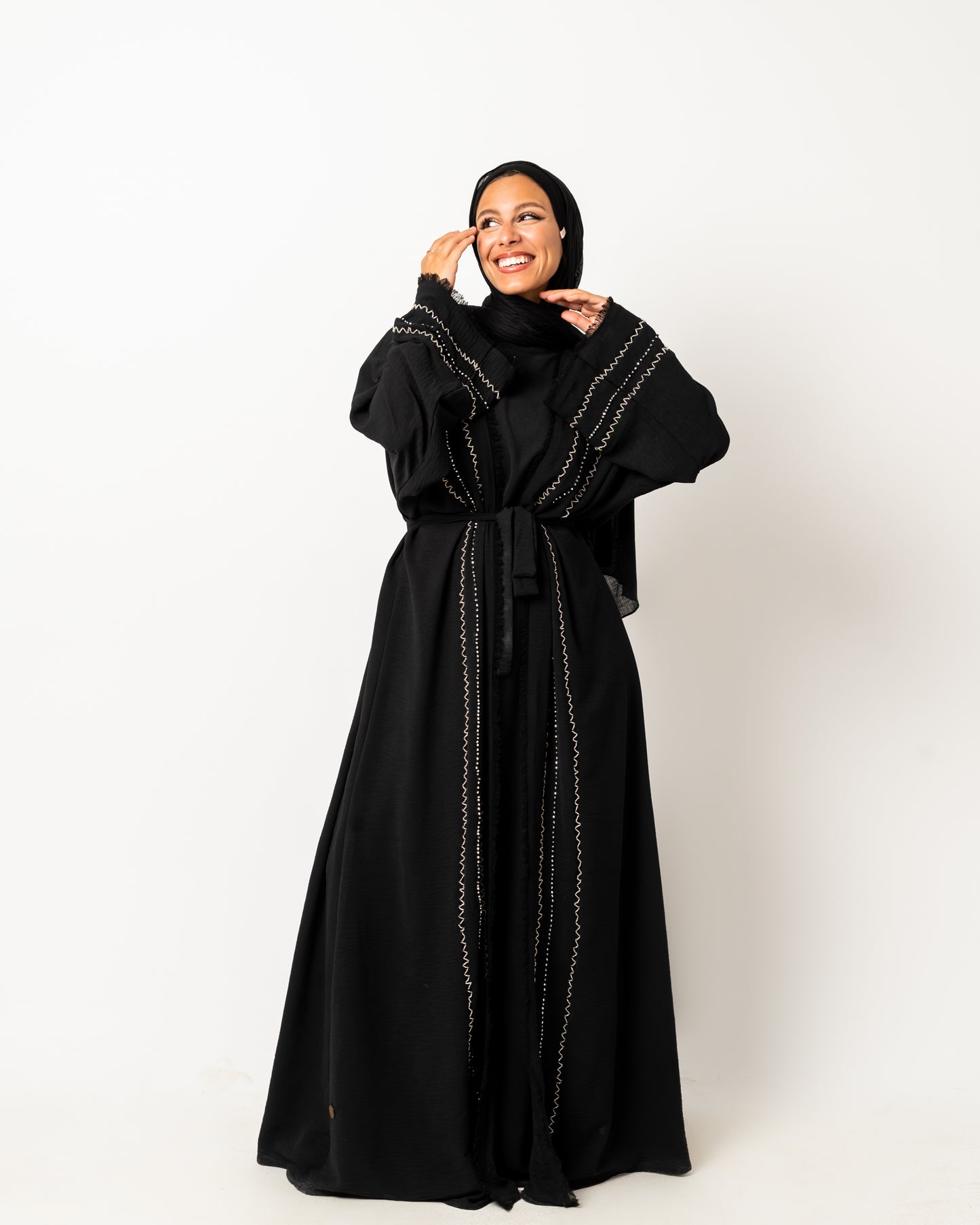 Abaya with Stones in Black