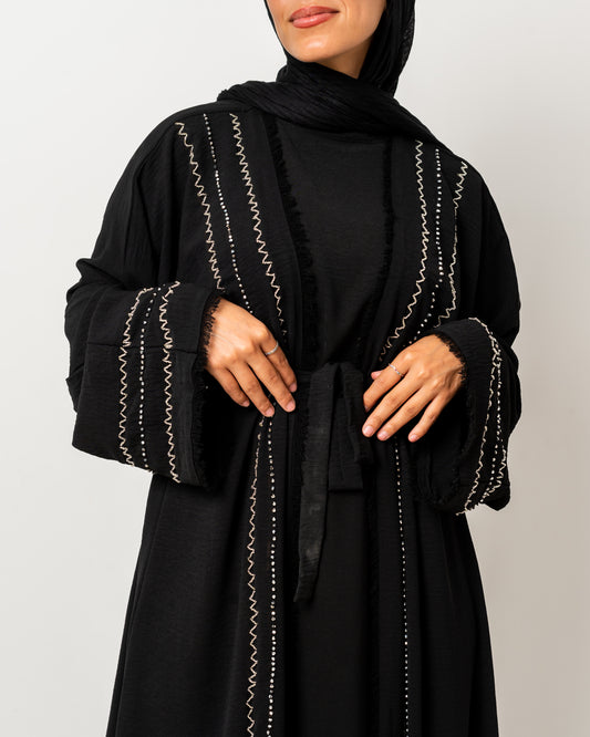 Abaya with Stones in Black