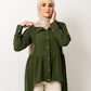 High Low Flare Dress in Olive