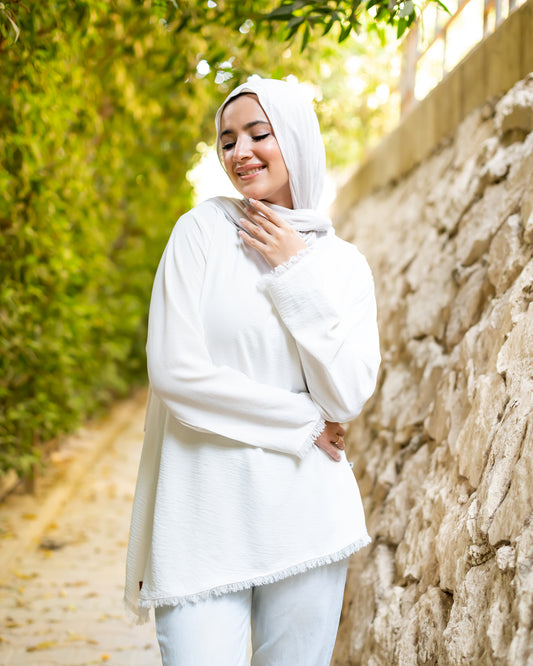 Asymmetrical Tunic in white