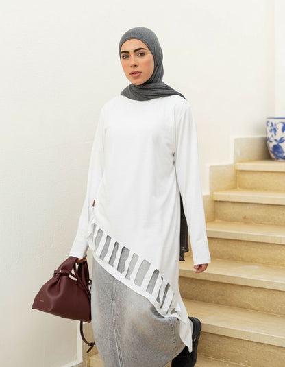 White Cut-out Cotton Top