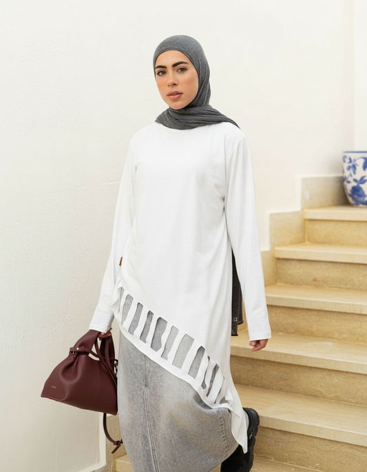 White Cut-out Cotton Top