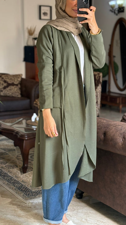 Olive Fringe Flow Cardigan