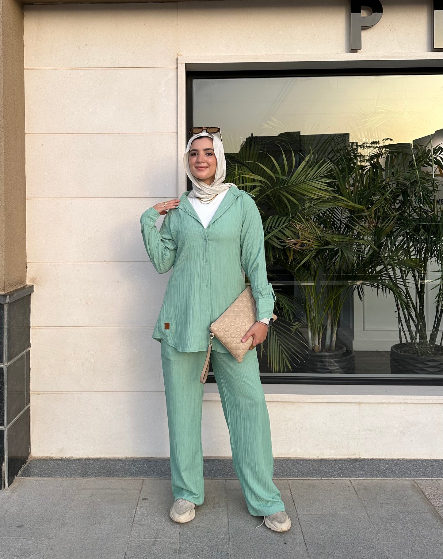 Shirt Textured Set in Mint