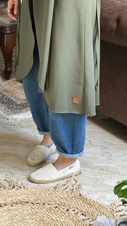 Olive Fringe Flow Cardigan